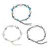 3Pcs 3 Styles Beach Starfish Turtle Synthetic Magnesite & Turquoise & Natural Cowrie Shell Beaded Anklets AJEW-AN00687-1