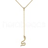 925 Sterling Silver Micro Pave Clear Cubic Zirconia Cable Chain Snake Tassel Pendant Necklaces for Women NJEW-Q342-09G-1
