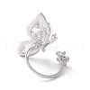 Butterfly with Flower Clear Cubic Zirconia Cuff Ring RJEW-D117-04P-3