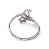 Non-Tarnish 201 Stainless Steel Moon & Star Finger Ring RJEW-J051-28P-3