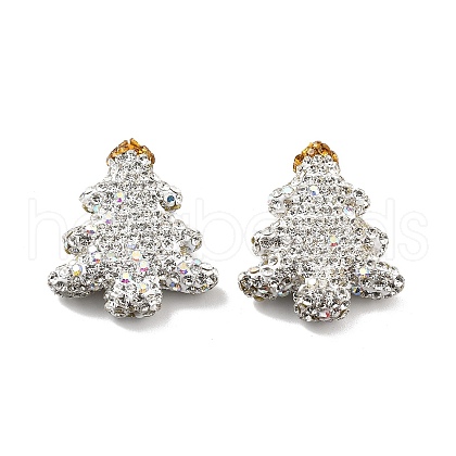 Christmas Tree Polymer Clay Rhinestone Beads CLAY-NH0001-10B-1