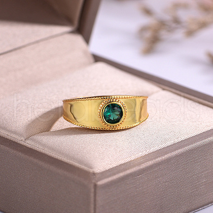 Brass Pave Green Cubic Zirconia Finger Rings YY7956-3-1