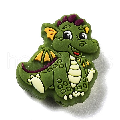 Dinosaur Food Grade Silicone Focal Beads SIL-Z014-06B-1