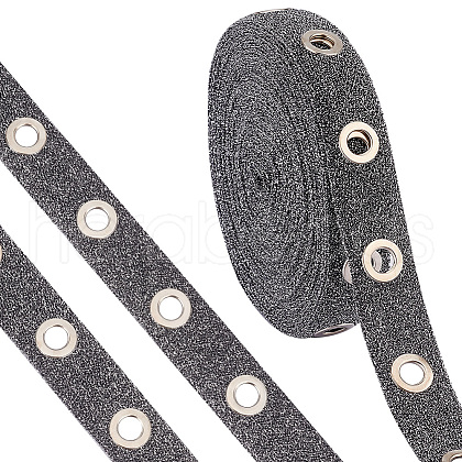   9 Yards Glitter Polyester Ribbon with Alloy Eyelets OCOR-PH0002-94A-1
