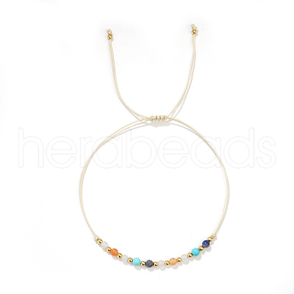 Adjustable Bohemian Style Glass Beads Braided Bead Bracelets for Women UW8132-2-1