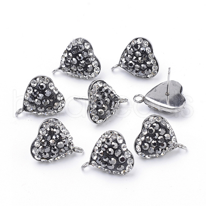 Polymer Clay Rhinestone Stud Earring Findings EJEW-S198-06-1