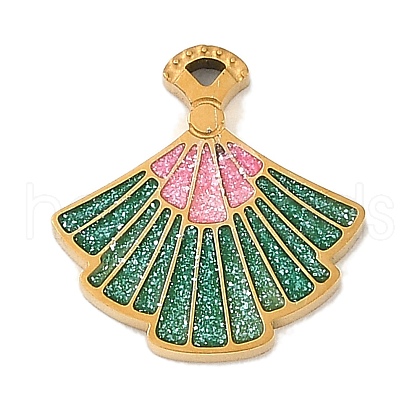 Ion Plating(IP) 304 Stainless Steel Sequins Enamel Charms STAS-M080-03G-1
