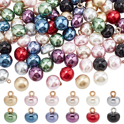 WADORN 120Pcs 12 Colors 1-Hole Plastic Imitation Pearls Shank Buttons BUTT-WR0001-16-1