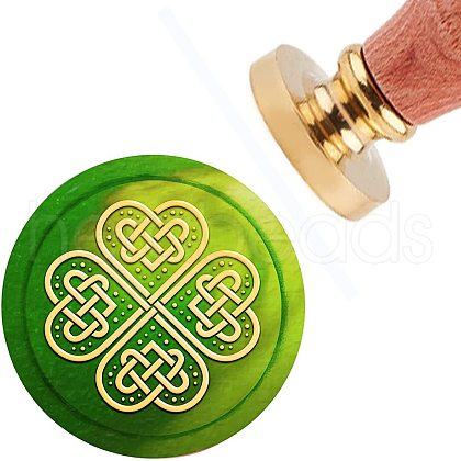 Brass Wax Seal Stamp with Handle AJEW-WH0184-0056-1