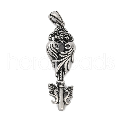 316 Surgical Stainless Steel Micro Pave Cubic Zirconia  Pendants STAS-D304-17AS-1