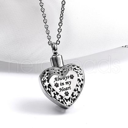 Non-Tarnish Heart with Word Shape Stainless Steel Pendant Necklaces with Cable Chains KI1843-2-1