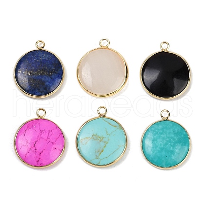 Brass Pave Natural & Synthetic Mixed Gemstone Pendants KK-R225-01G-1