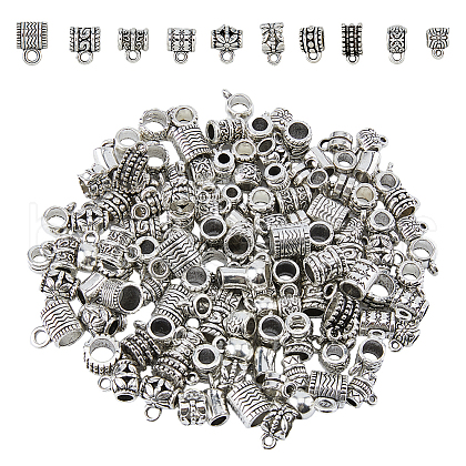 DICOSMETIC 140pcs 14 style Tibetan Style Alloy Tube Bails TIBE-DC0001-13-1