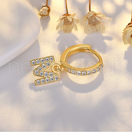 Brass Micro Pave Clear Cubic Zirconia Hoop Earrings WGE85EC-13-1