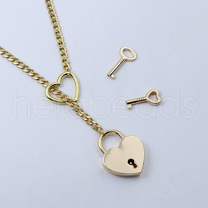 Gothic Heart Lock & Key Stainless Steel Pendant Necklaces for Women FS-WGF02F3-01-1