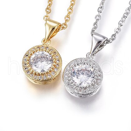 304 Stainless Steel Pendant Necklaces NJEW-L146-01-1