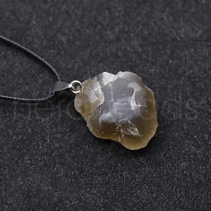 Natural Grey Agate Raw Rough Nuggets Pendant Necklace FS-WG50F2C-11-1