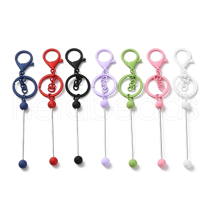 Spray Painted Alloy Bar Beadable Keychain for Jewelry Making DIY Crafts KEYC-A011-02-1