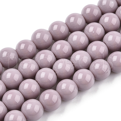 Opaque Solid Color Glass Beads Strands GLAA-T032-P10mm-07-1