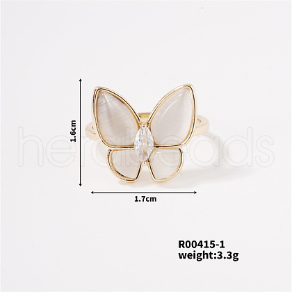 Butterfly Brass Micro Pave Cubic Zirconia Open Cuff Ring for Women BS0531-5-1