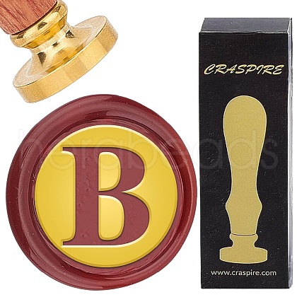 Brass Wax Seal Stamp with Wood Handle AJEW-WH0412-0266-1