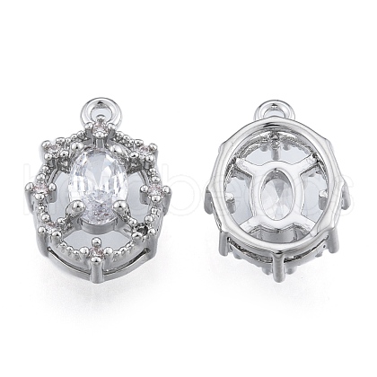Brass Micro Pave Clear Cubic Zirconia Charms KK-N216-562P-1