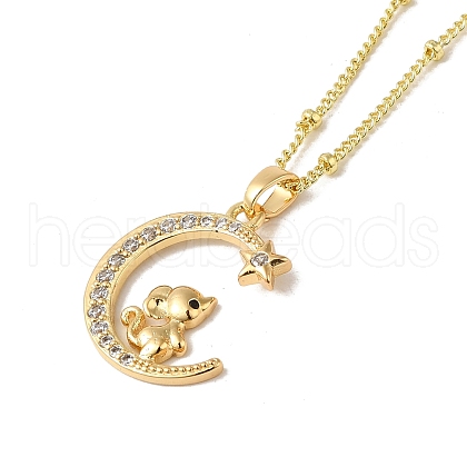 Brass Micro Pave Clear Cubic Zirconia Pendants Necklaces NJEW-K269-05G-02-1