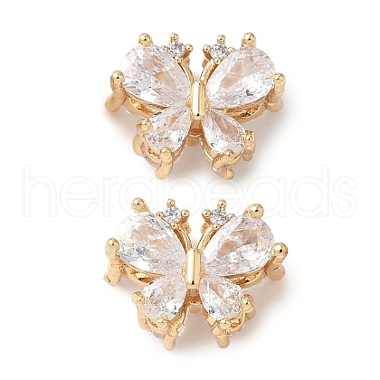 Brass Micro Pave Clear Cubic Zirconia Beads KK-G531-03G-1