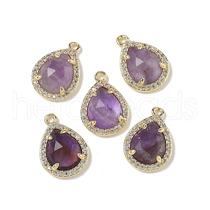 Natural Amethyst Faceted Teardrop Pendants G-U028-02G-03-1