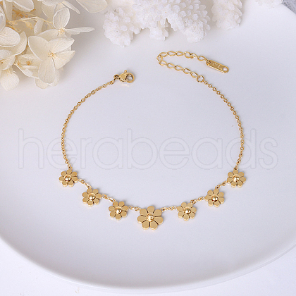 Daisy 304 Stainless Steel Charms Anklets WG455CF-02-1