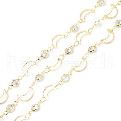 Brass & Cubic Zirconia Handmade Beaded Chains CHC-D029-33G-1