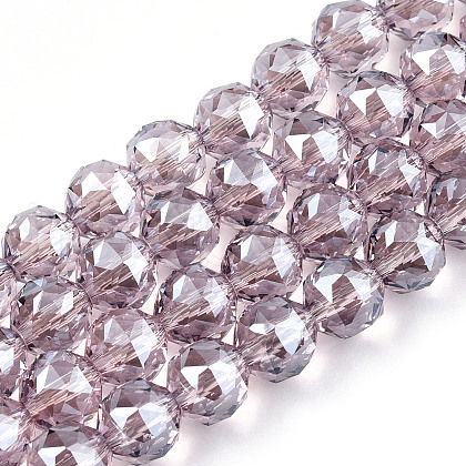 Electroplate Transparent Glass Beads Strands EGLA-T020-16B-1