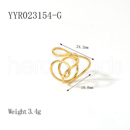 Vintage Stainless Steel Open Cuff Rings Simple Luxury Fashion Accessory DJ6365-5-1
