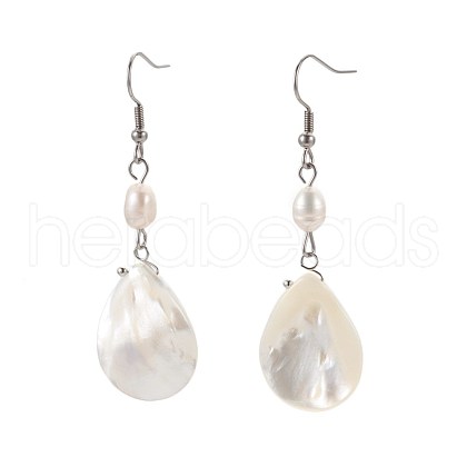 Natural Spiral Shell Beads Dangle Earrings EJEW-JE02895-1