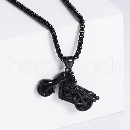 Retro Fashion Stainless Steel Motorcycle Pendant Punk Hip-hop Street Nightclub Necklace Jewelry DZ8441-3-1