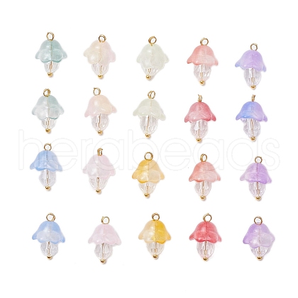 Mushroom Transparent Glass Pendants PALLOY-JF03654-01-1