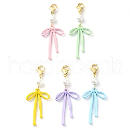 Bowknot Alloy Pendant Decorations HJEW-JM02210-1