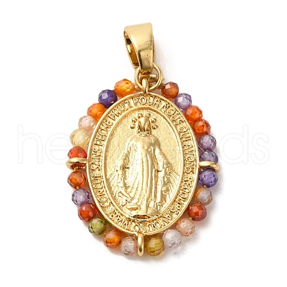 Rack Plating Brass Micro Pave Colorful Cubic Zirconia Pendants KK-G488-14G-1