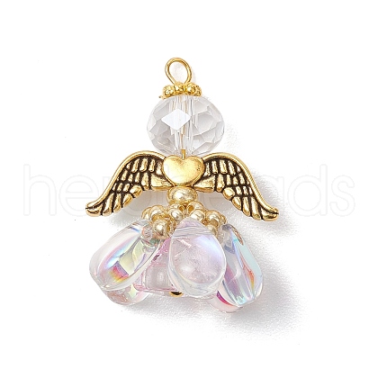 Glass Seed Beaded Angel Pendants PALLOY-MZ00631-01-1