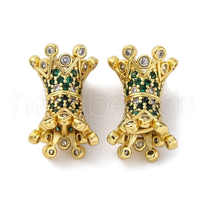 Brass Micro Pave Cubic Zirconia Screw Clasps KK-Z078-42G-1