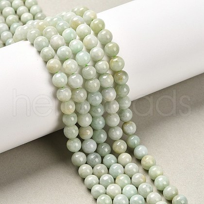 Round Natural Myanmar Jade/Burmese Jade Beads Strands G-K068-11-6mm-1