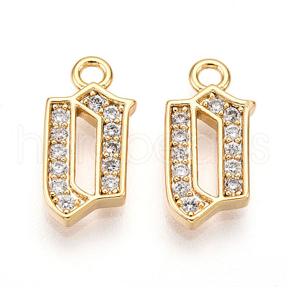 Brass Micro Pave Cubic Zirconia Charms KK-N261-104B-G-1