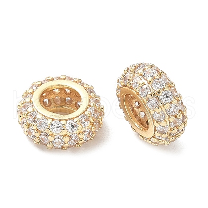 Brass Micro Pave Cubic Zirconia Beads KK-A254-03B-G-1