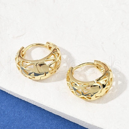 Hollow Triangle Brass Micro Pave Clear Cubic Zirconia Hoop Earring EJEW-M082-12G-1