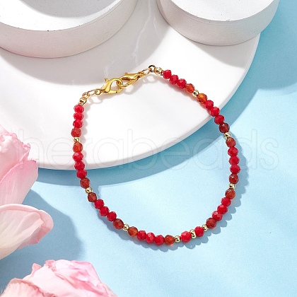 Natural Red Agate Bead Beads Bracelets for Women BJEW-JB11572-1
