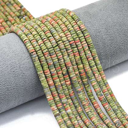 Natural Unakite Beads Strands G-P575-B25-4x1mm-1