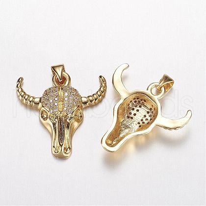 Brass Micro Pave Cubic Zirconia Pendants ZIRC-G084-13G-FF-1