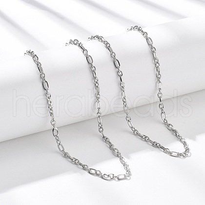 3.5MM 304 Stainless Steel Oval Link Chain Necklaces NJEW-T016-08P-1