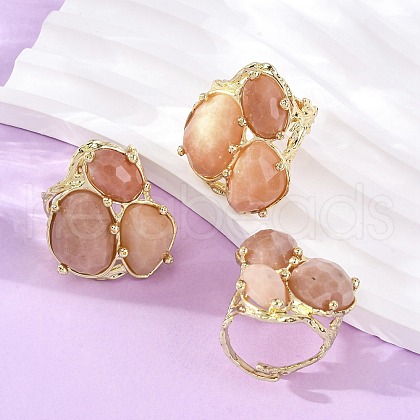 Natural Quartz Cuff Rings RJEW-M076-06G-01-1