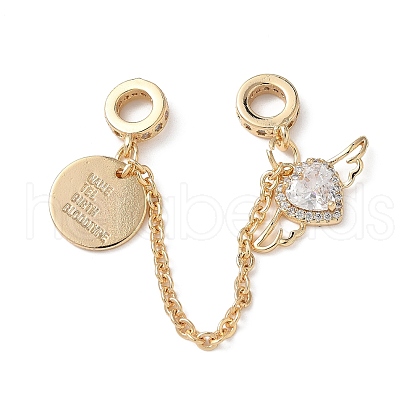 Brass Micro Pave Clear Cubic Zirconia Cable Chain European Beads KK-G531-07B-G-1